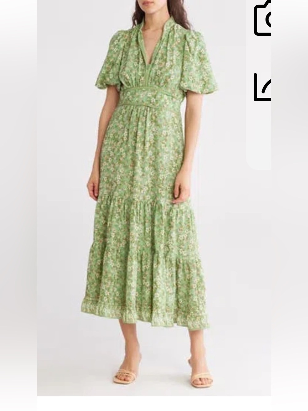 Max studio V-Neck Short Sleeve Tiered Maxi small